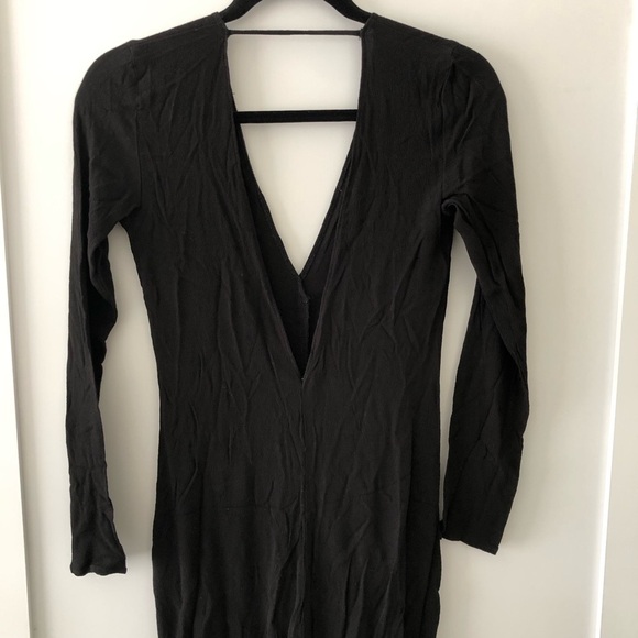 Reformation Black Long Sleeve Slit V Maxi Dress XS - Picture 6 of 10